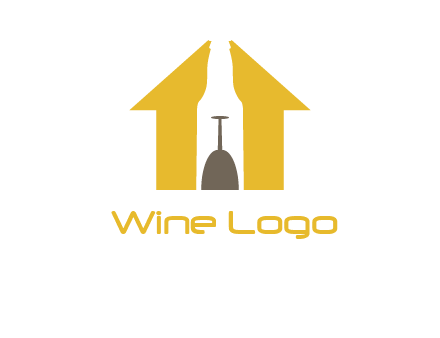 upside down wine glass in bottle inside home logo