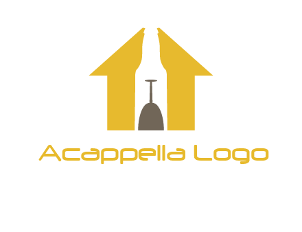 upside down wine glass in bottle inside home logo