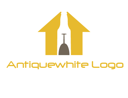upside down wine glass in bottle inside home logo