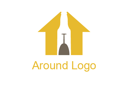 upside down wine glass in bottle inside home logo