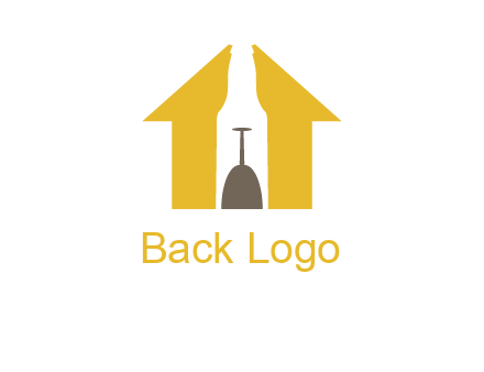upside down wine glass in bottle inside home logo