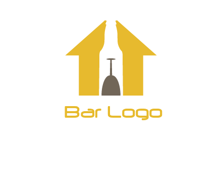 upside down wine glass in bottle inside home logo
