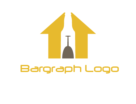 upside down wine glass in bottle inside home logo