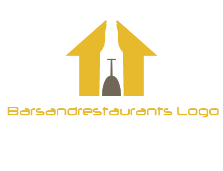 upside down wine glass in bottle inside home logo