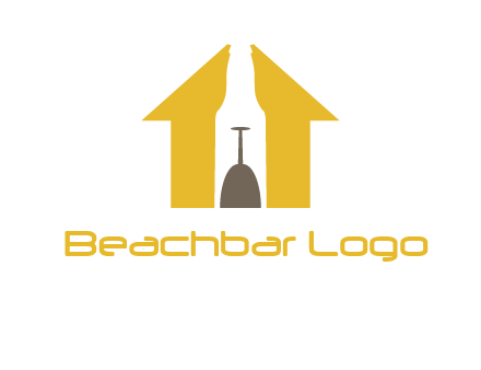 upside down wine glass in bottle inside home logo