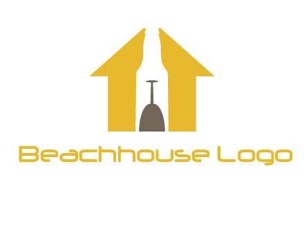 upside down wine glass in bottle inside home logo