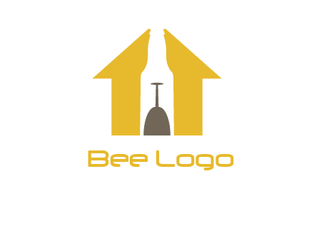 upside down wine glass in bottle inside home logo