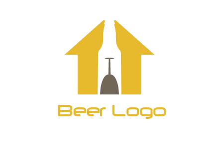 upside down wine glass in bottle inside home logo