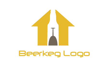 upside down wine glass in bottle inside home logo