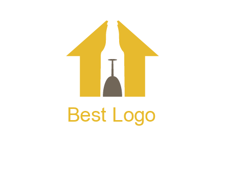 upside down wine glass in bottle inside home logo