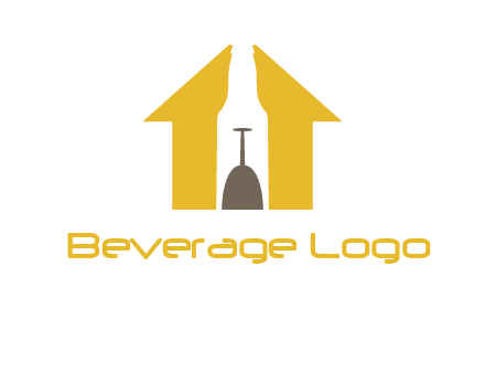 upside down wine glass in bottle inside home logo
