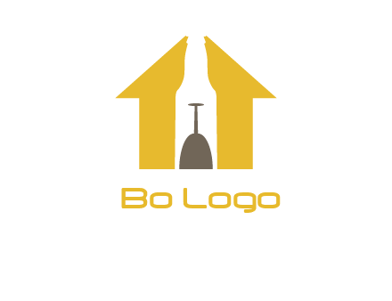 upside down wine glass in bottle inside home logo