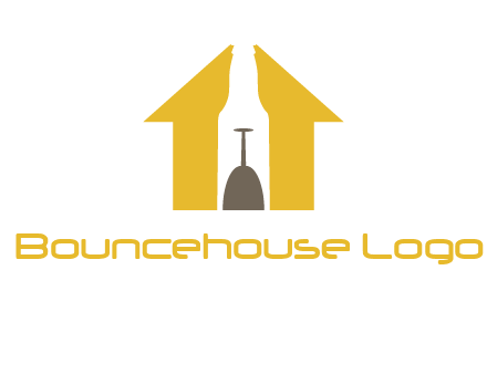 upside down wine glass in bottle inside home logo