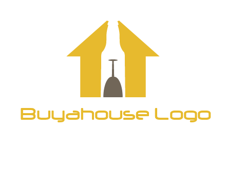 upside down wine glass in bottle inside home logo