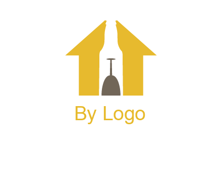 upside down wine glass in bottle inside home logo