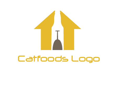 upside down wine glass in bottle inside home logo