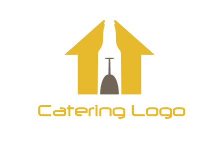 upside down wine glass in bottle inside home logo