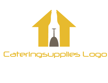 upside down wine glass in bottle inside home logo