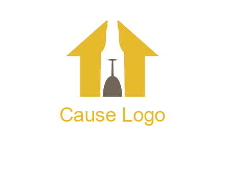 upside down wine glass in bottle inside home logo