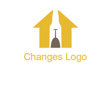 upside down wine glass in bottle inside home logo