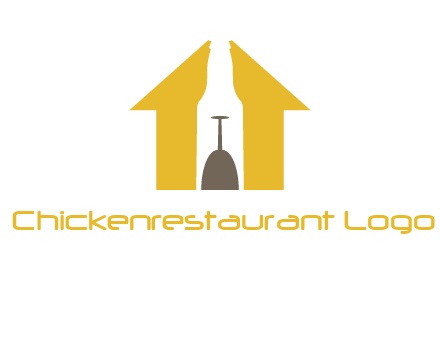 upside down wine glass in bottle inside home logo