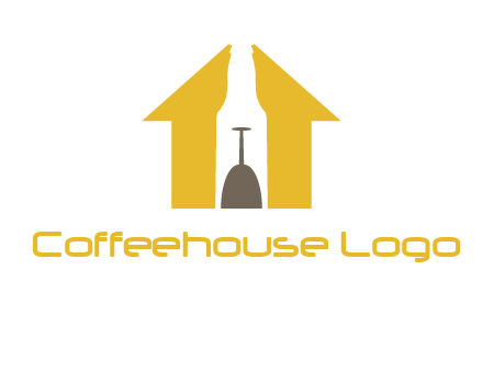upside down wine glass in bottle inside home logo