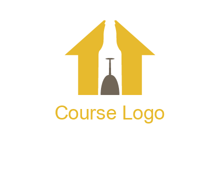 upside down wine glass in bottle inside home logo