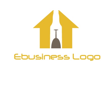 upside down wine glass in bottle inside home logo