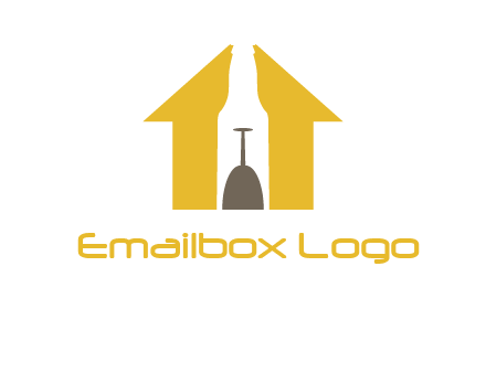 upside down wine glass in bottle inside home logo