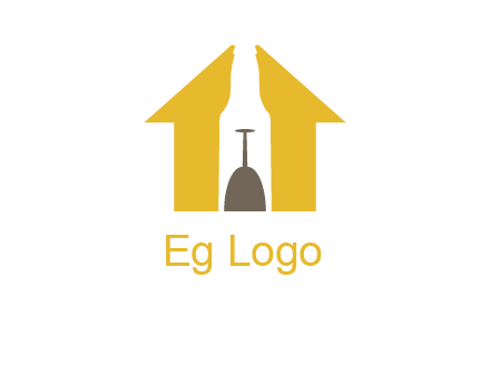 upside down wine glass in bottle inside home logo