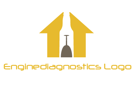 upside down wine glass in bottle inside home logo