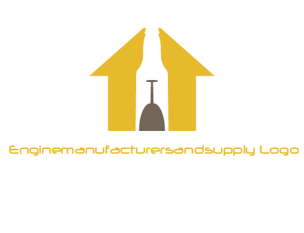 upside down wine glass in bottle inside home logo