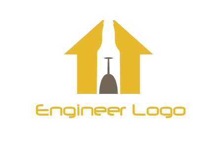 upside down wine glass in bottle inside home logo