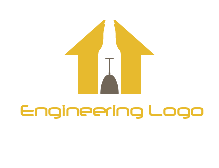 upside down wine glass in bottle inside home logo