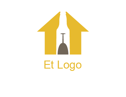 upside down wine glass in bottle inside home logo