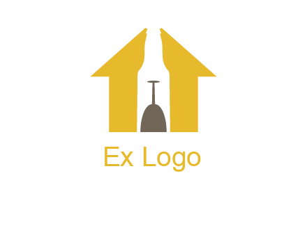 upside down wine glass in bottle inside home logo