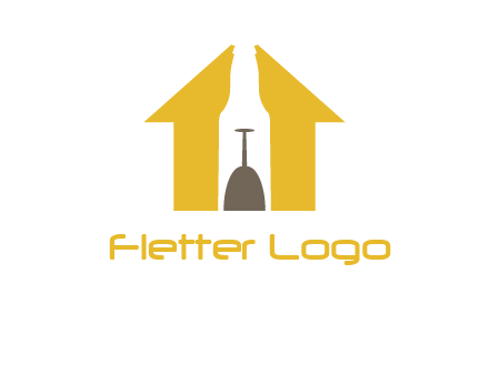upside down wine glass in bottle inside home logo