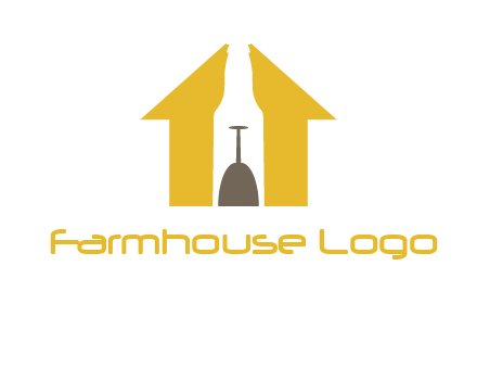 upside down wine glass in bottle inside home logo