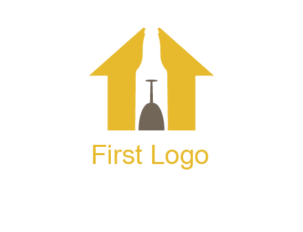 upside down wine glass in bottle inside home logo