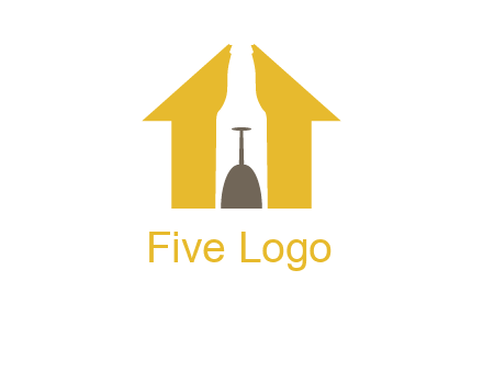 upside down wine glass in bottle inside home logo