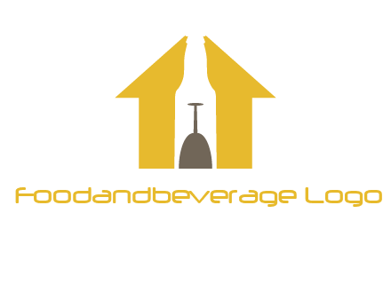 upside down wine glass in bottle inside home logo