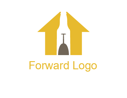 upside down wine glass in bottle inside home logo
