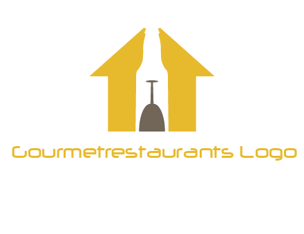 upside down wine glass in bottle inside home logo