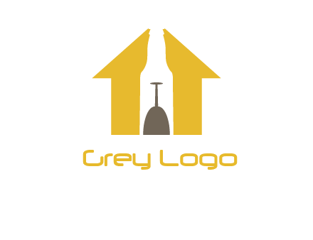 upside down wine glass in bottle inside home logo