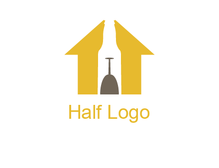 upside down wine glass in bottle inside home logo
