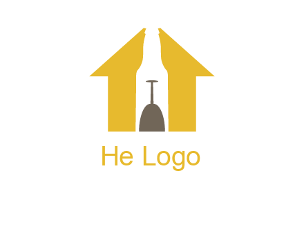 upside down wine glass in bottle inside home logo