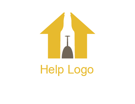 upside down wine glass in bottle inside home logo