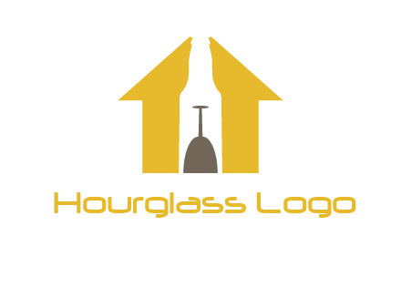 upside down wine glass in bottle inside home logo