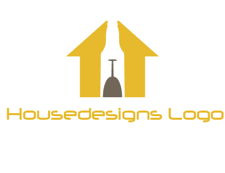 upside down wine glass in bottle inside home logo