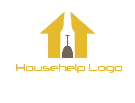 upside down wine glass in bottle inside home logo